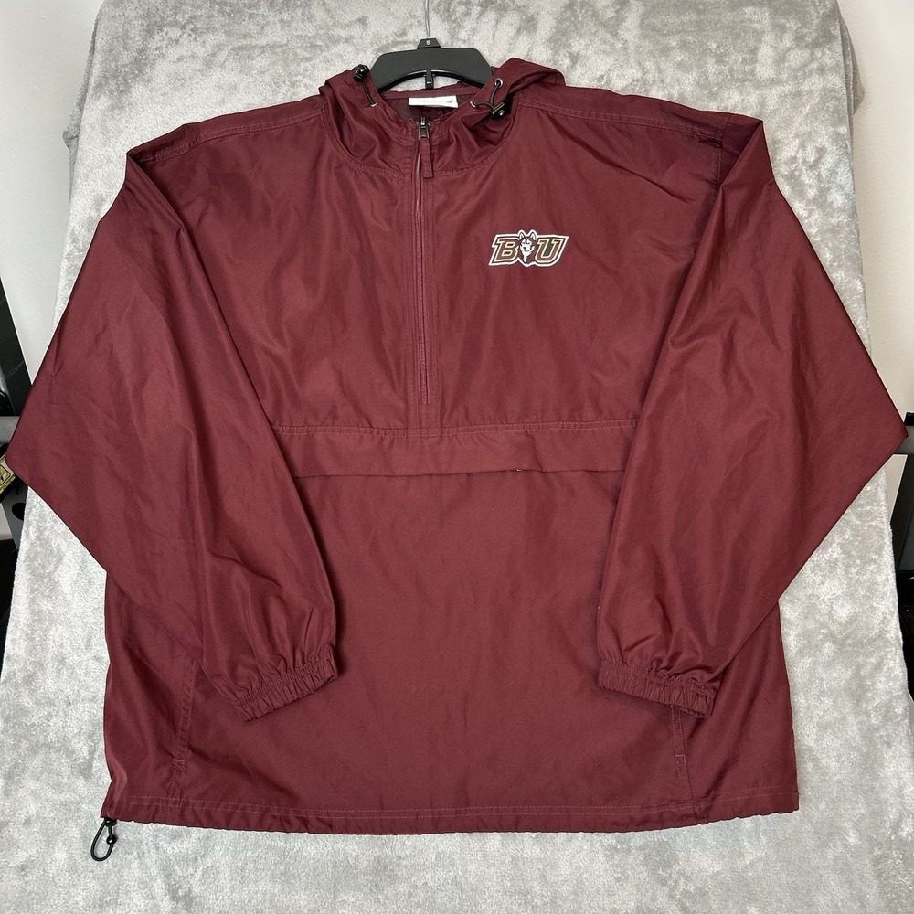 Bloomsburg University Jacket Mens XL Burgundy Champion Hooded Windbreaker